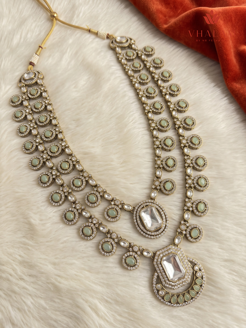 Sage Rosette Teardrop Moissanite Dulha Mala, gallery view 5