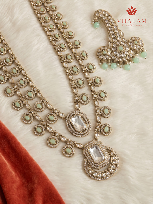 Sage Rosette Teardrop Moissanite Dulha Mala, gallery view 6
