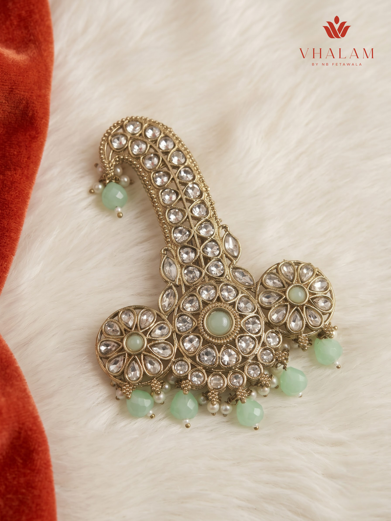 Sage Rosette Teardrop Moissanite Dulha Mala, gallery view 7