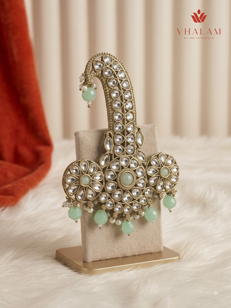Sage Rosette Teardrop Moissanite Dulha Mala, gallery view 8