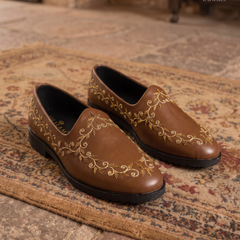 Bronze Falcon - Tan Brown Hand Embraided Loafer | pair hero