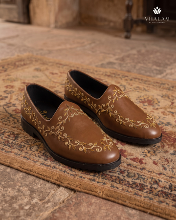 Bronze Falcon - Tan Brown Hand Embraided Loafer