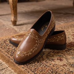 Bronze Falcon - Tan Brown Hand Embraided Loafer | worn view 1