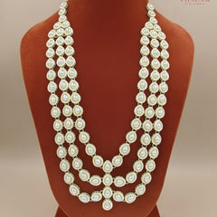 White Groom Tear-Drop Pearl Beaded Three-Layer Mala
