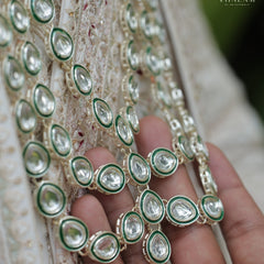 Groom Polki Tear-Drop Green Meenakari Mala