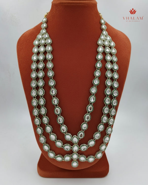Groom Polki Tear-Drop Green Meenakari Mala