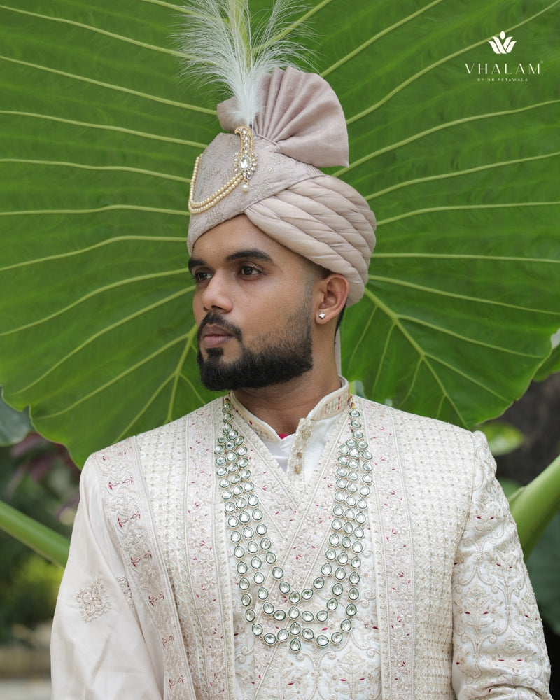 Groom Polki Tear-Drop Green Meenakari Mala