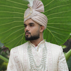 Groom Polki Tear-Drop Green Meenakari Mala