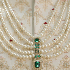 Dulha Pearl & Emerald Green Multi-Layer Mala