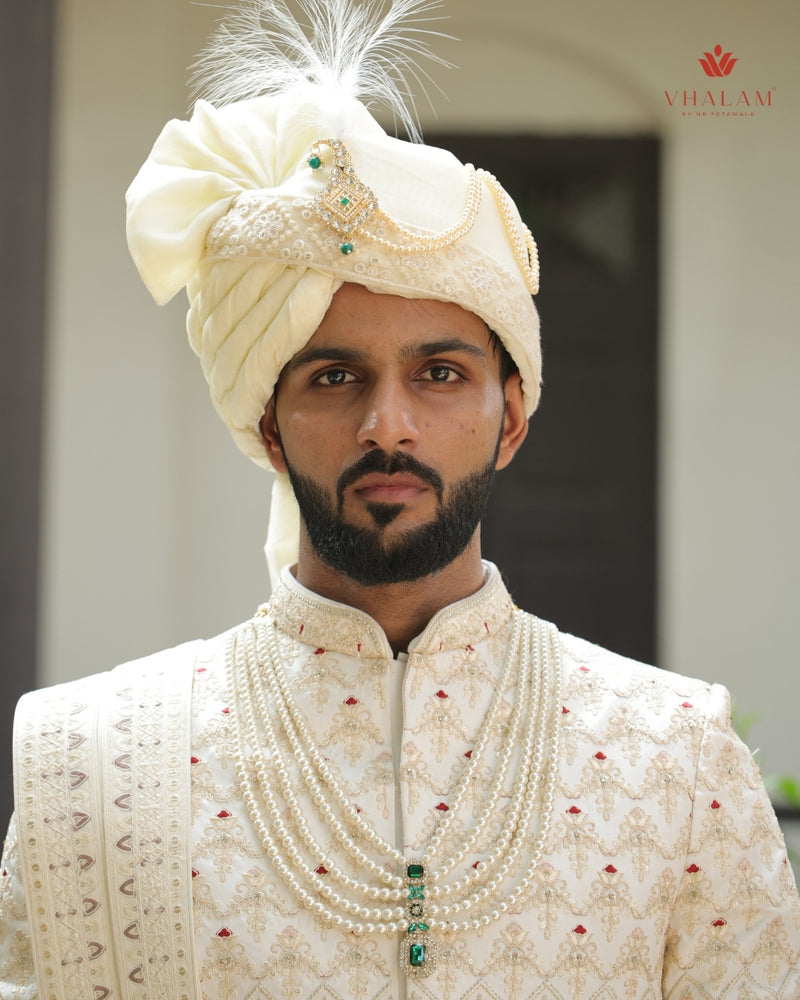 Dulha Pearl & Emerald Green Multi-Layer Mala