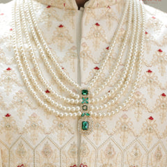 Dulha Pearl & Emerald Green Multi-Layer Mala
