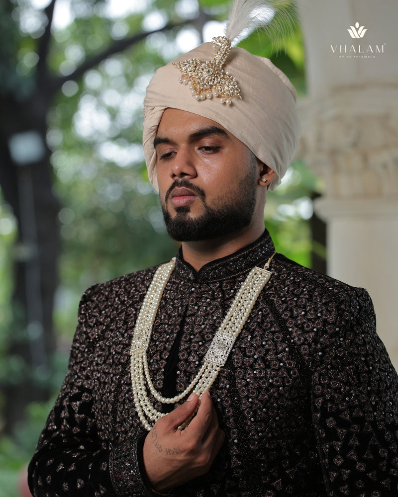 Groom Pearl & Kundan Side Panel Multi-Layer Mala