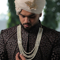 Groom Pearl & Kundan Side Panel Multi-Layer Mala