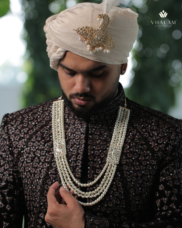 Groom Pearl & Kundan Side Panel Multi-Layer Mala