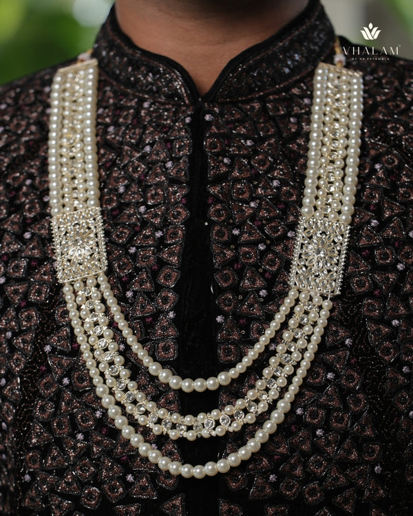 Groom Pearl & Kundan Side Panel Multi-Layer Mala