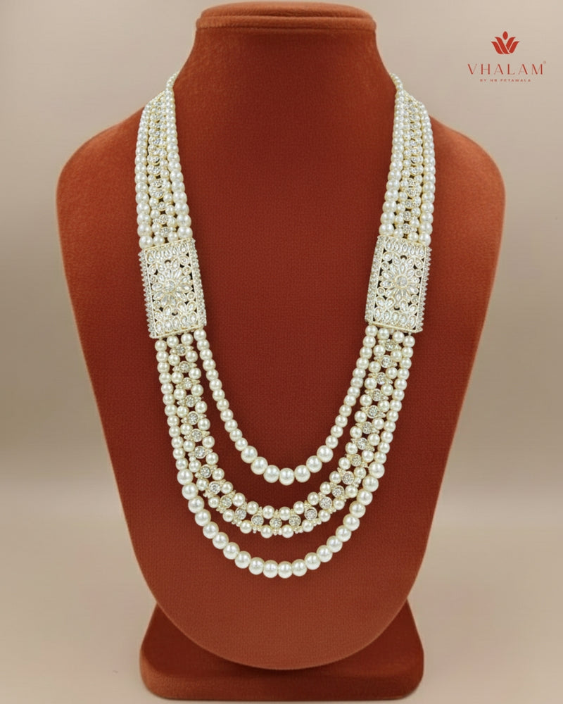 Groom Pearl & Kundan Side Panel Multi-Layer Mala