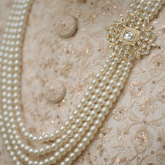 Groom Pearl & Kundan Floral Side White Brooch Mala